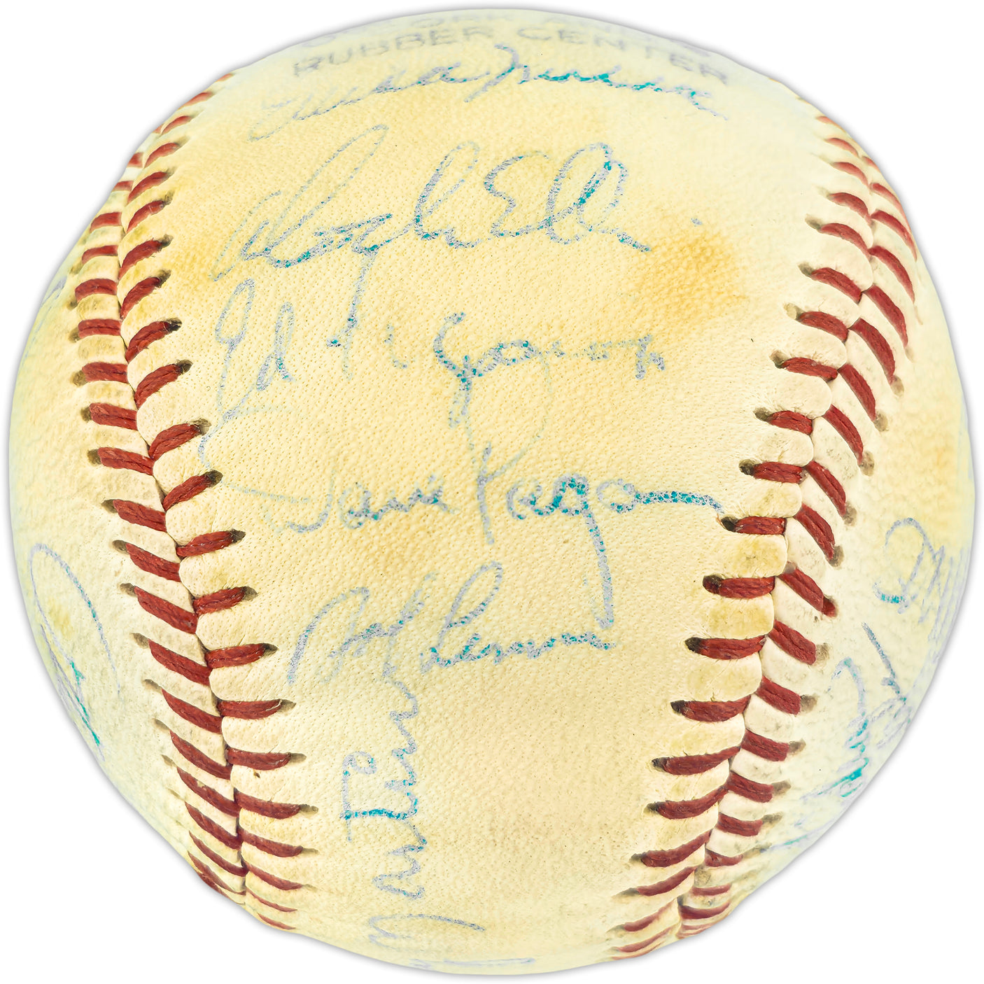 1976 New York Yankees Team Autographed Official NYY Logo Baseball With 21 Signatures Including Thurman Munson Beckett BAS #AE43588