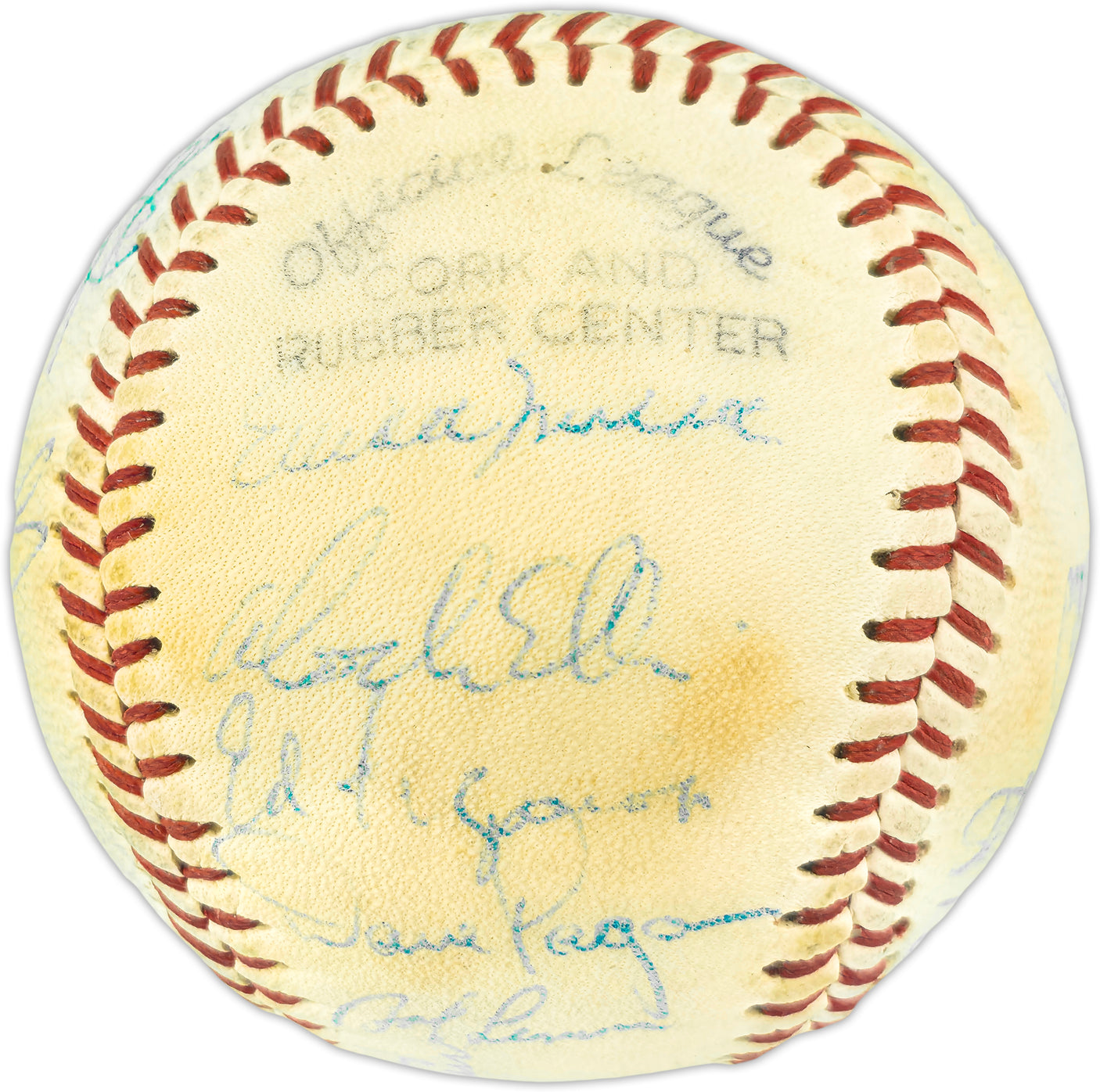 1976 New York Yankees Team Autographed Official NYY Logo Baseball With 21 Signatures Including Thurman Munson Beckett BAS #AE43588
