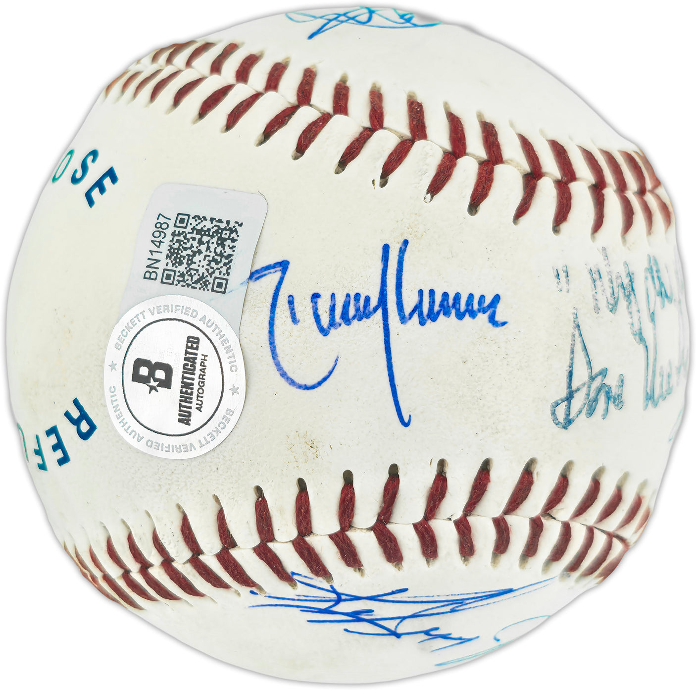 Seattle Mariners Hall of Famers Autographed Official M's Logo Baseball With 5 Signatures Including Ken Griffey Jr. & Dave Niehaus Beckett BAS #BN14987