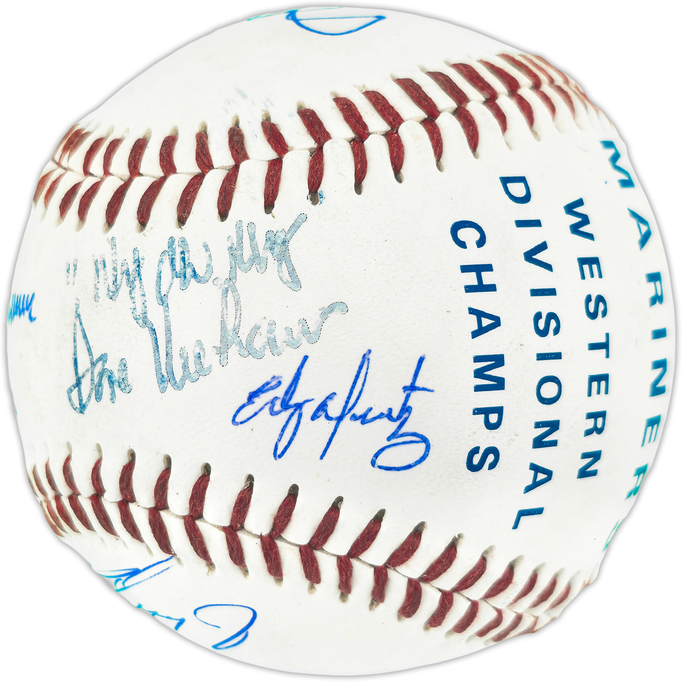 Seattle Mariners Hall of Famers Autographed Official M's Logo Baseball With 5 Signatures Including Ken Griffey Jr. & Dave Niehaus Beckett BAS #BN14987