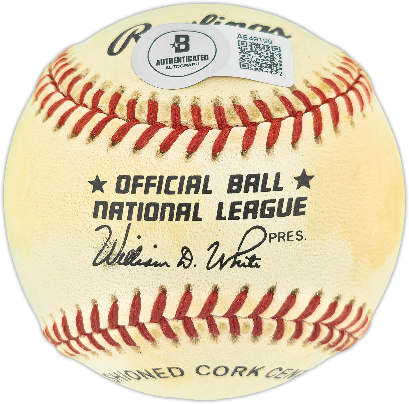 Hank Aaron Autographed Official NL Baseball Atlanta Braves Beckett BAS #AE49199