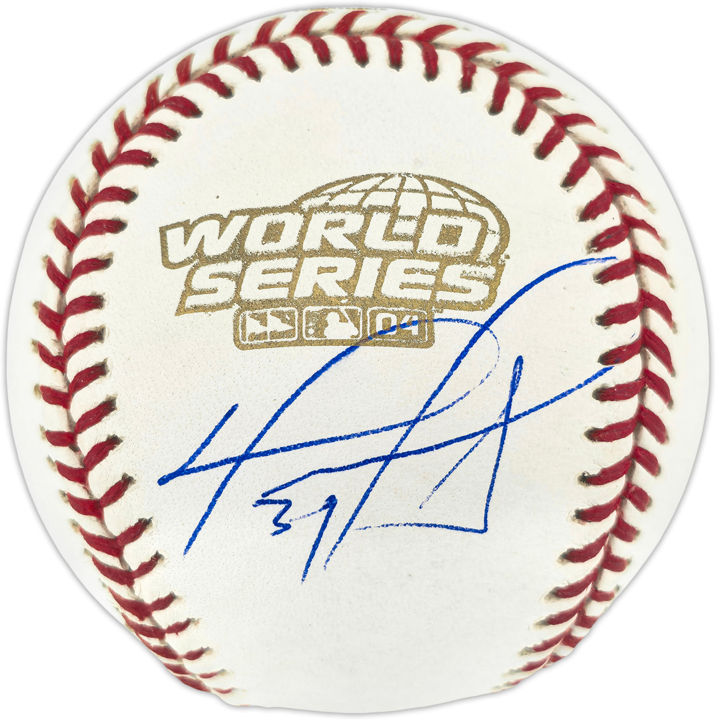 David Ortiz Autographed Official 2004 World Series Logo Baseball Boston Red Sox Beckett BAS QR #BU86935