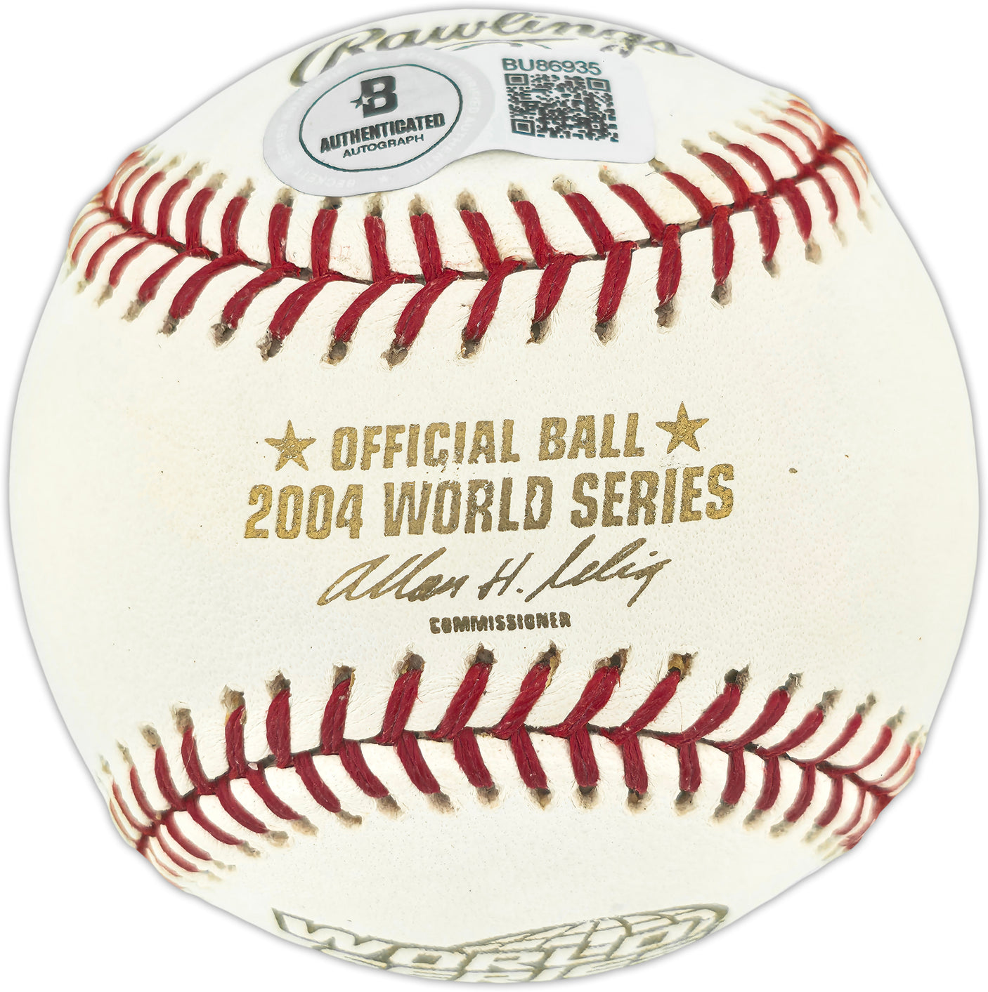 David Ortiz Autographed Official 2004 World Series Logo Baseball Boston Red Sox Beckett BAS QR #BU86935