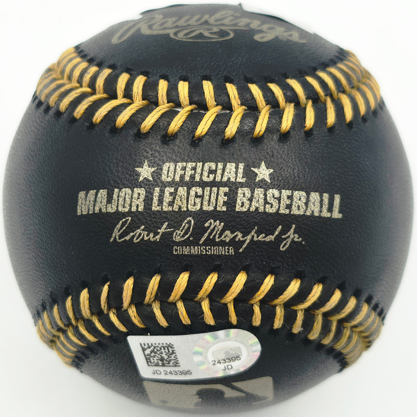 David Ortiz Autographed Official MLB Black Baseball Boston Red Sox (Smudged) MLB Holo #JD243395