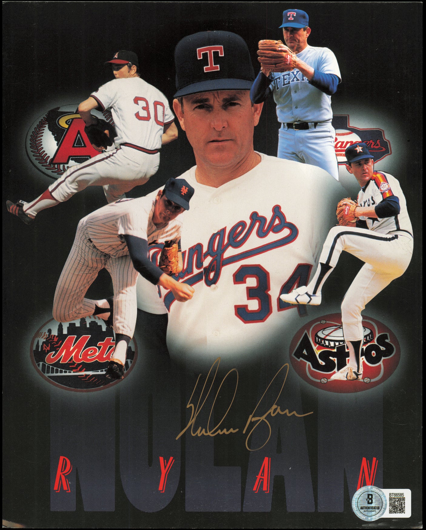 Nolan Ryan Autographed 8x10 Photo Beckett BAS QR #BT66585