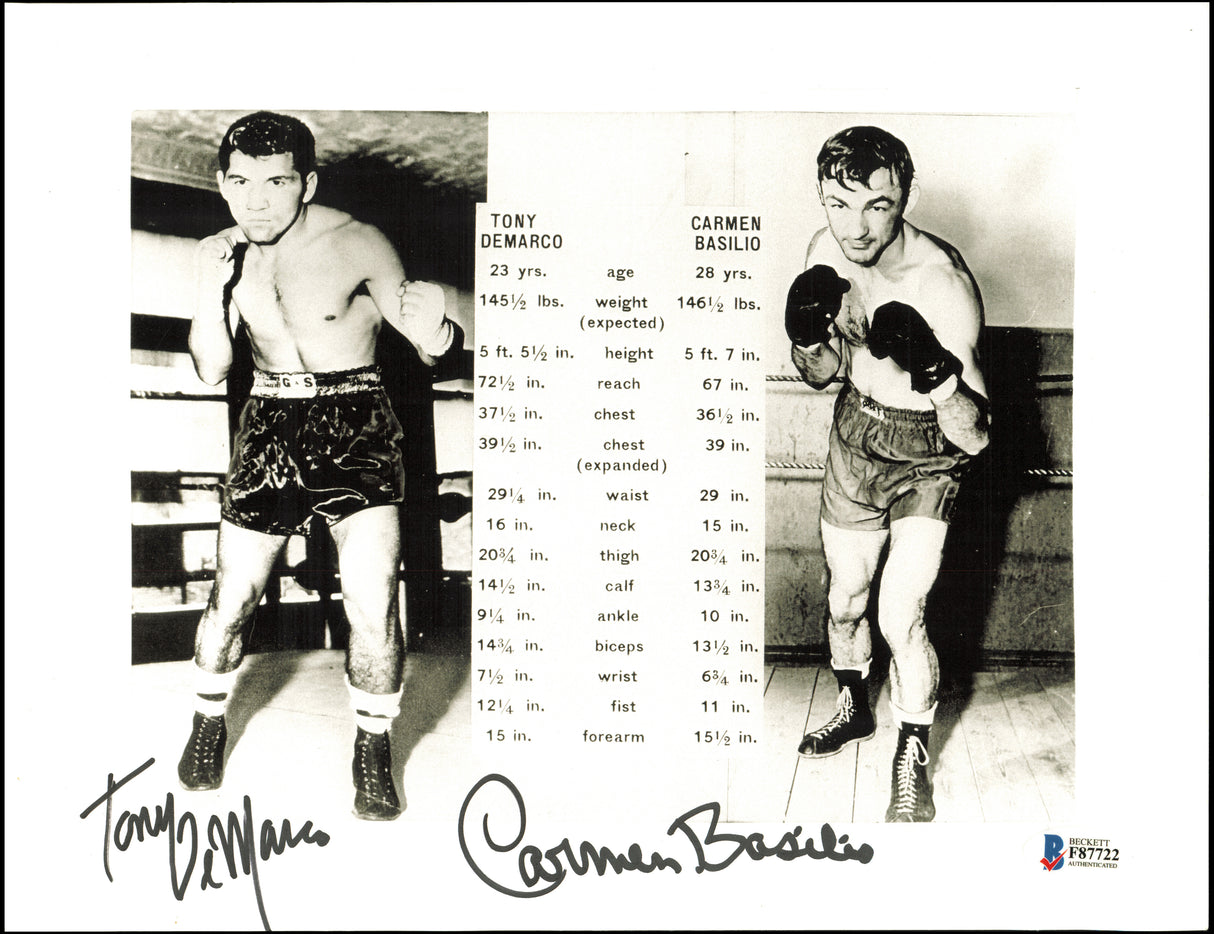 Tony Demarco & Carmen Basilio Autographed 8.5x11 Photo Beckett BAS #F87722