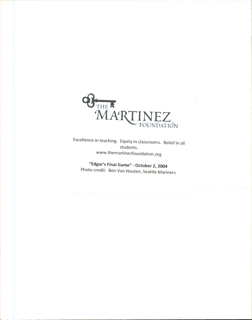 Edgar Martinez Autographed 8x10 Photo Seattle Mariners "Thanks for your support!" EM Foundation SKU #254514