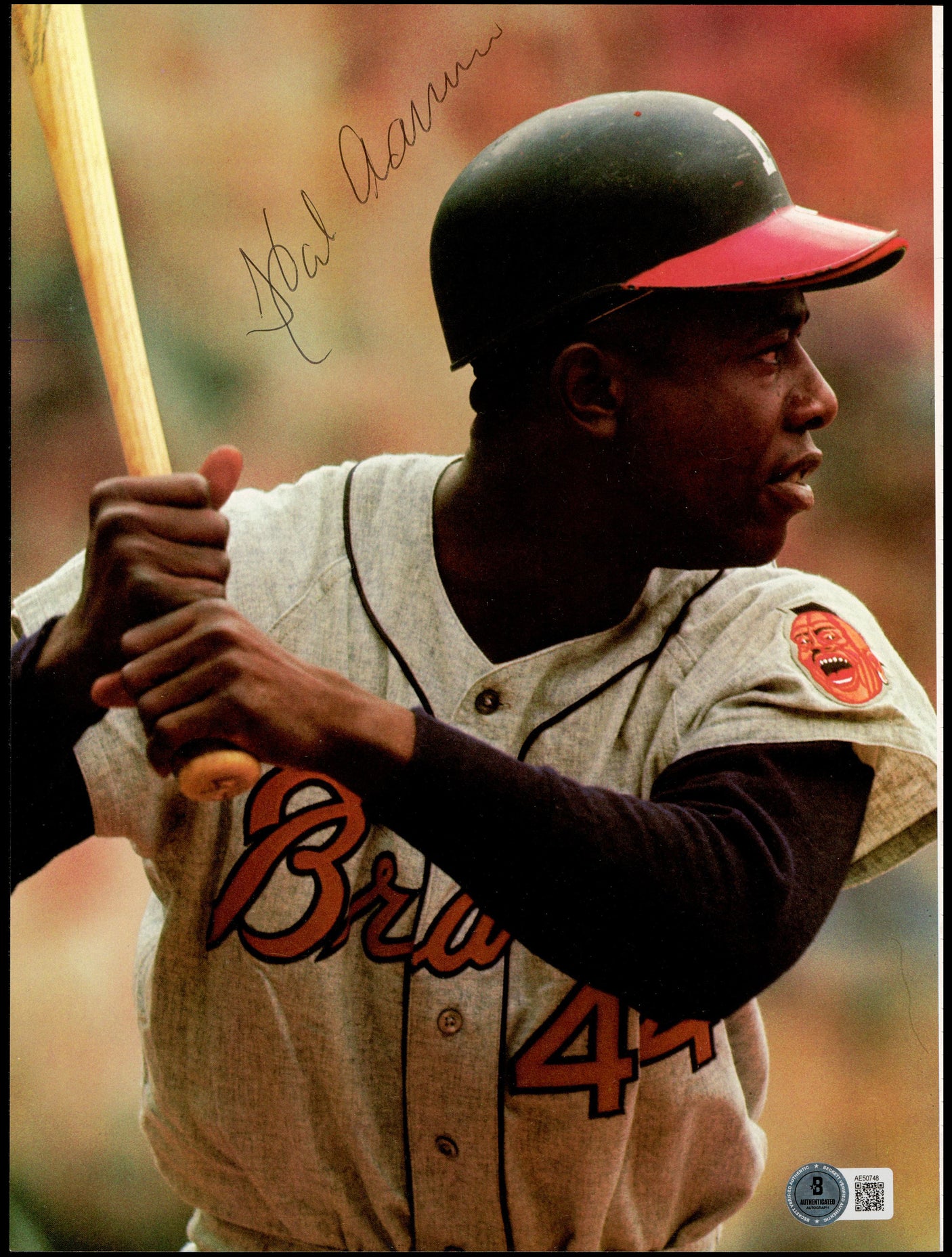Hank Aaron Autographed 9x12 Magazine Page Photo Milwaukee Braves Beckett BAS #AE50748