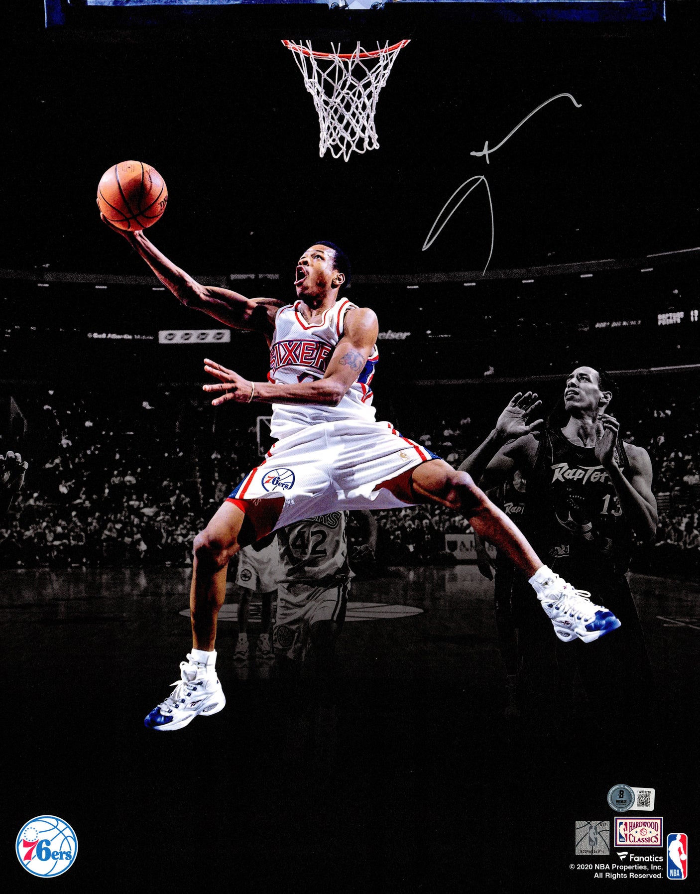 Allen Iverson Autographed 16x20 Photo Philadelphia 76ers Beckett BAS Witness #1W901210