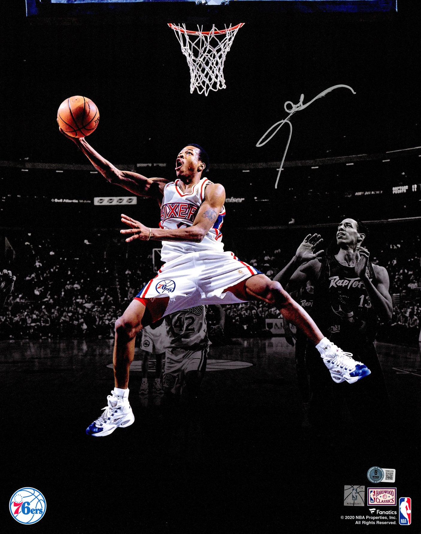 Allen Iverson Autographed 16x20 Photo Philadelphia 76ers Beckett BAS Witness #1W901278