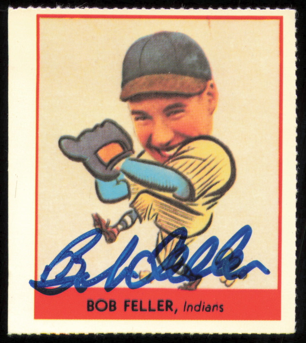 Bob Feller Autographed 1977 1938 Goudey Reprint Rookie Card #264 Cleveland Indians SKU #254647