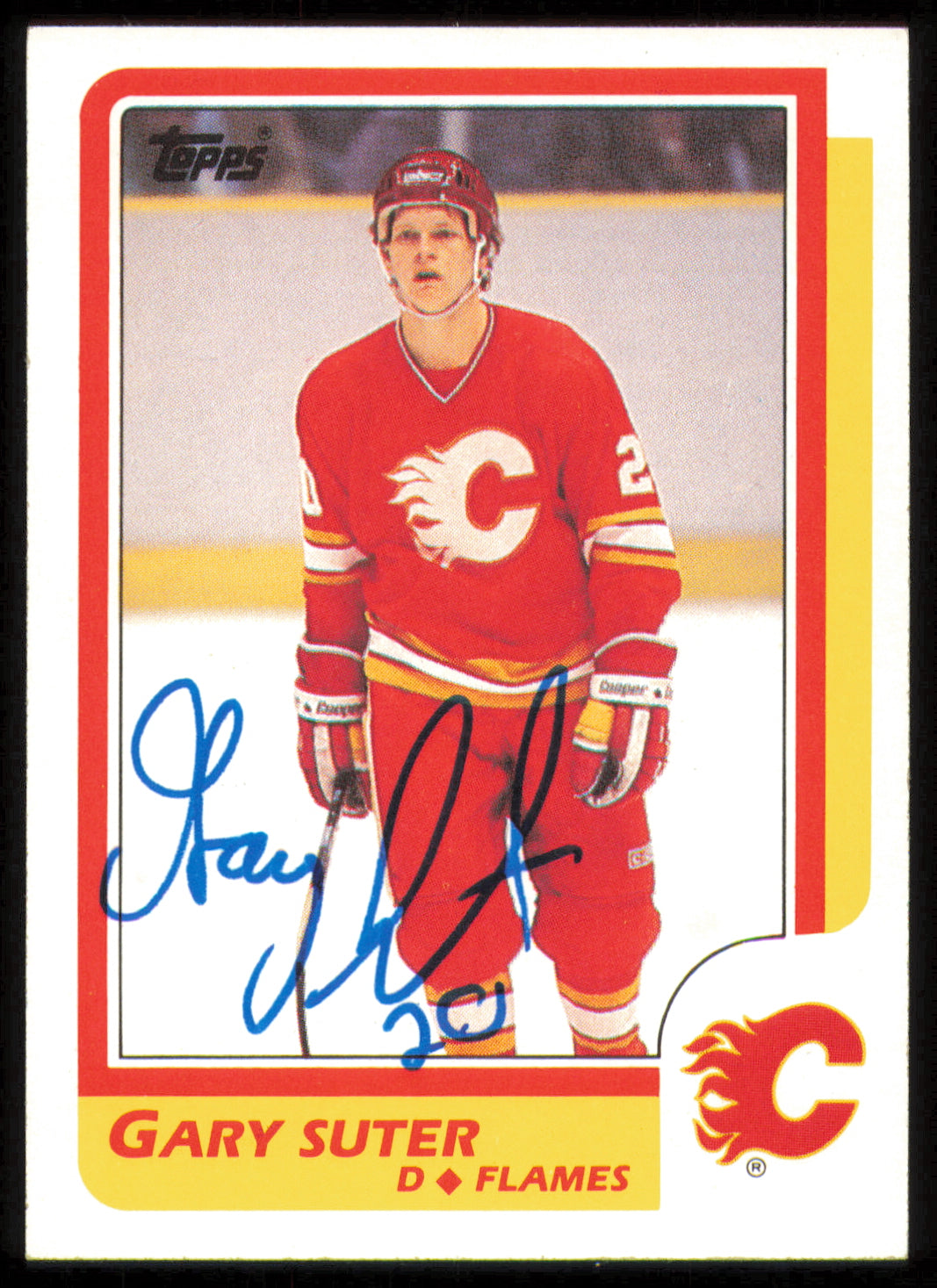 Gary Suter Autographed 1986-87 Topps Rookie Card #189 Calgary Flames SKU #254797