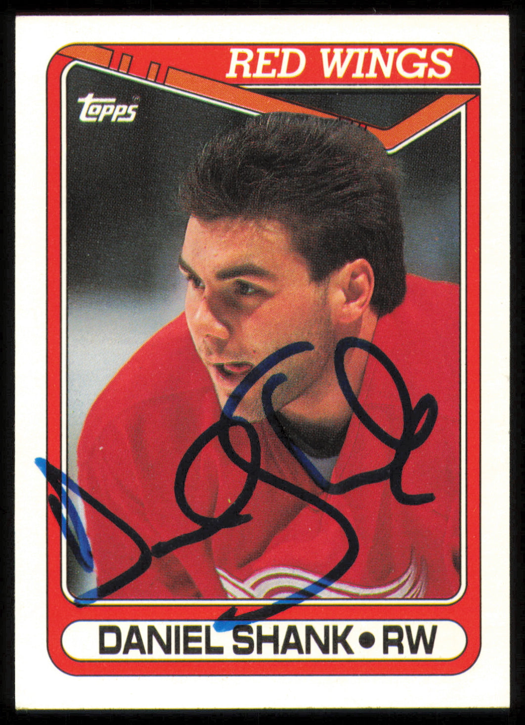 Daniel Shank Autographed 1990-91 Topps Rookie Card #34 Detroit Red Wings SKU #255151