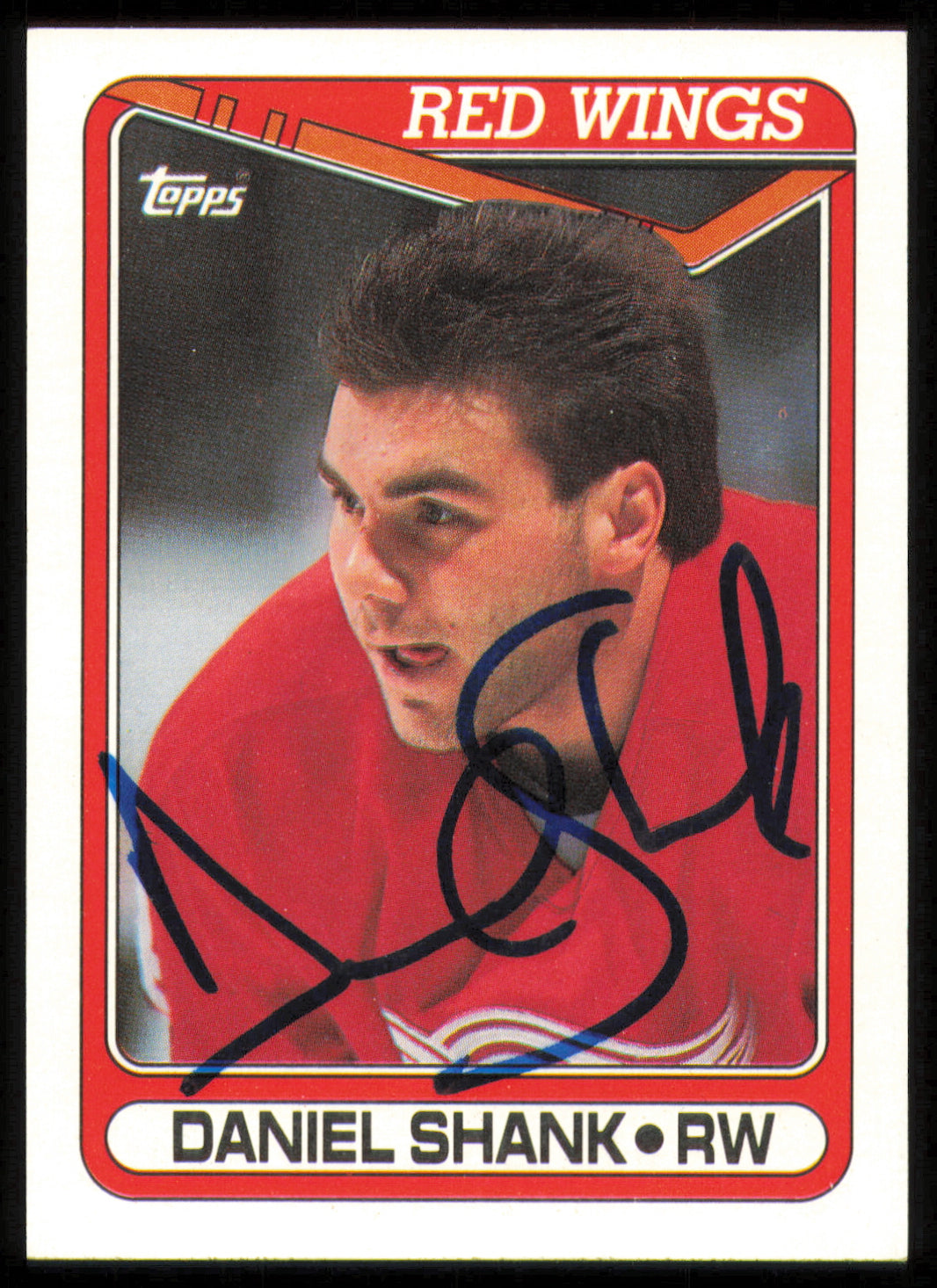 Daniel Shank Autographed 1990-91 Topps Rookie Card #34 Detroit Red Wings SKU #255152