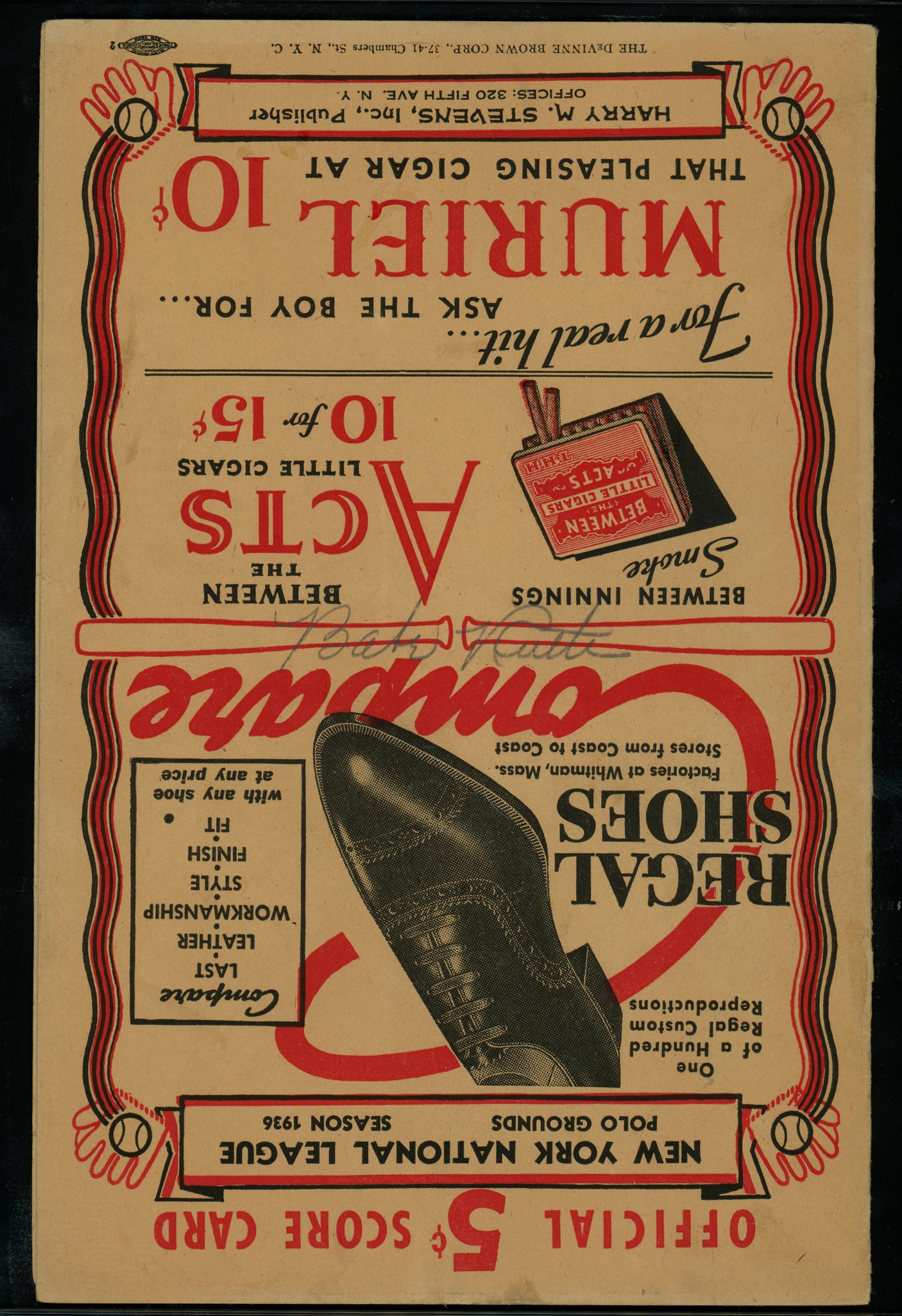 Babe Ruth Autographed 1936 Program New York Yankees Auto Grade Mint 9 PSA/DNA #84658020