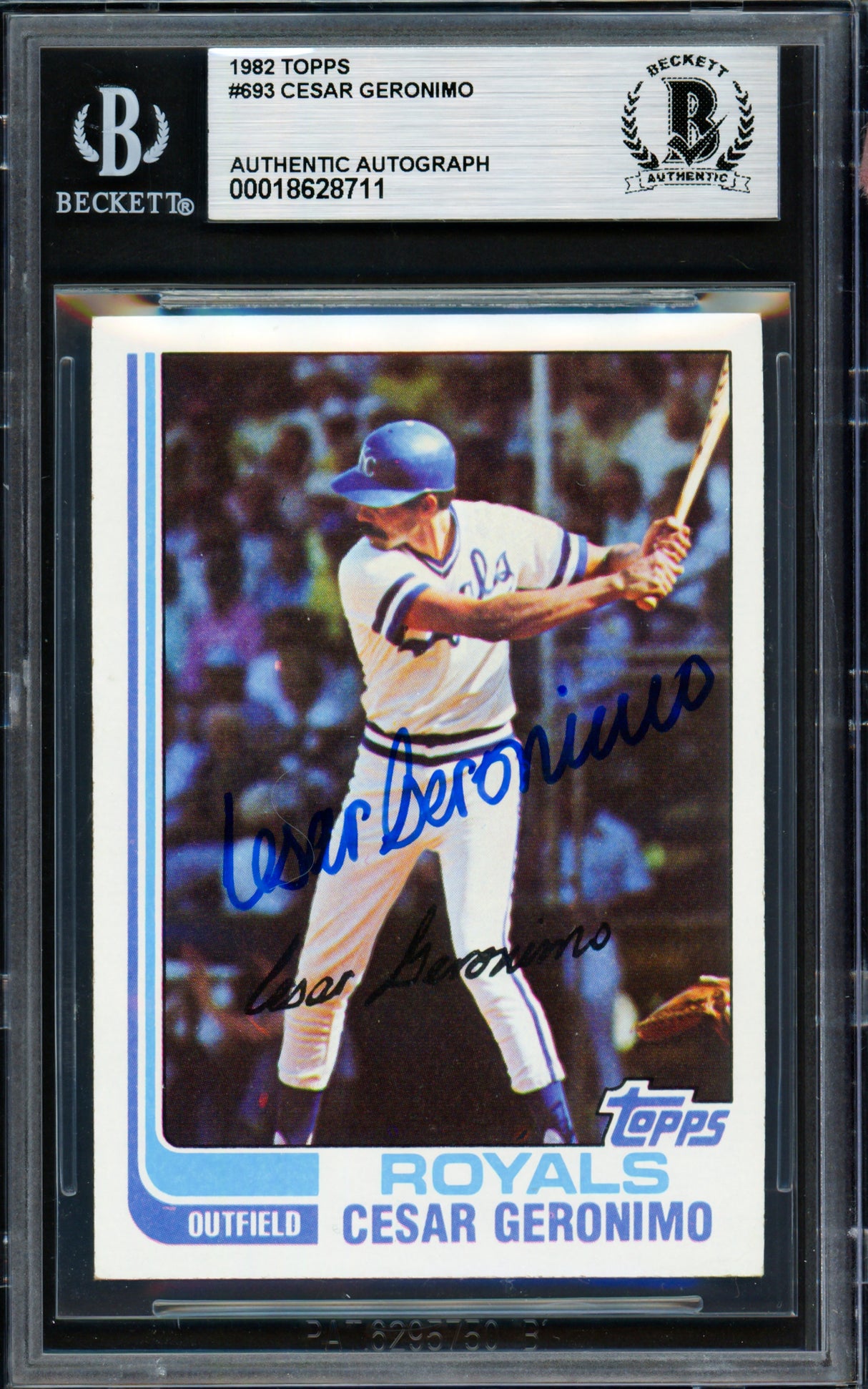 Cesar Geronimo Autographed 1982 Topps Card #693 Kansas City Royals Beckett BAS #18628711