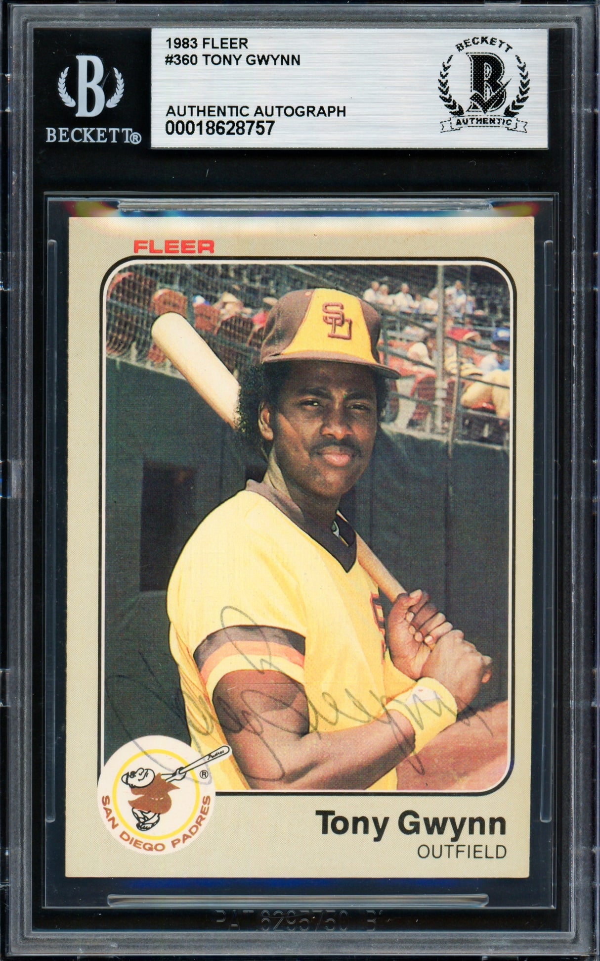 Tony Gwynn Autographed 1983 Fleer Rookie Card #360 San Diego Padres Beckett BAS #18628757