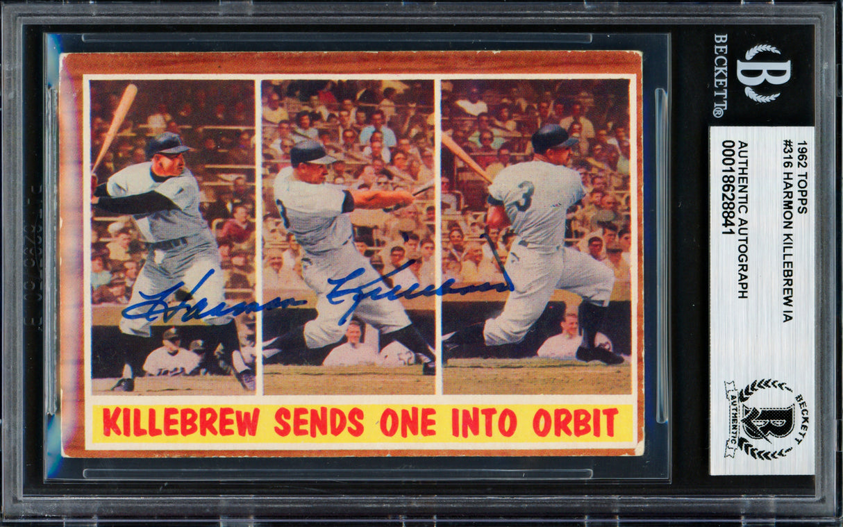 Harmon Killebrew Autographed 1962 Topps Card #316 Minnesota Twins Beckett BAS #18628841