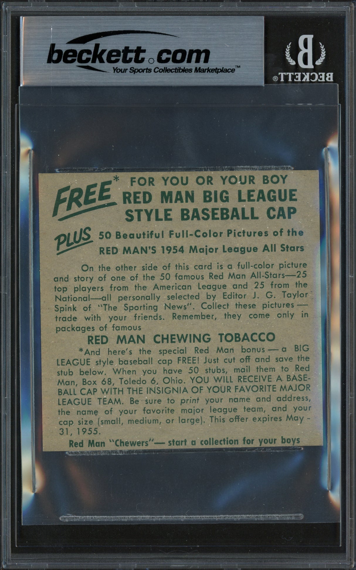 Eddie Mathews Autographed 1954 Red Man Card #23 Milwaukee Braves Beckett BAS #18630156