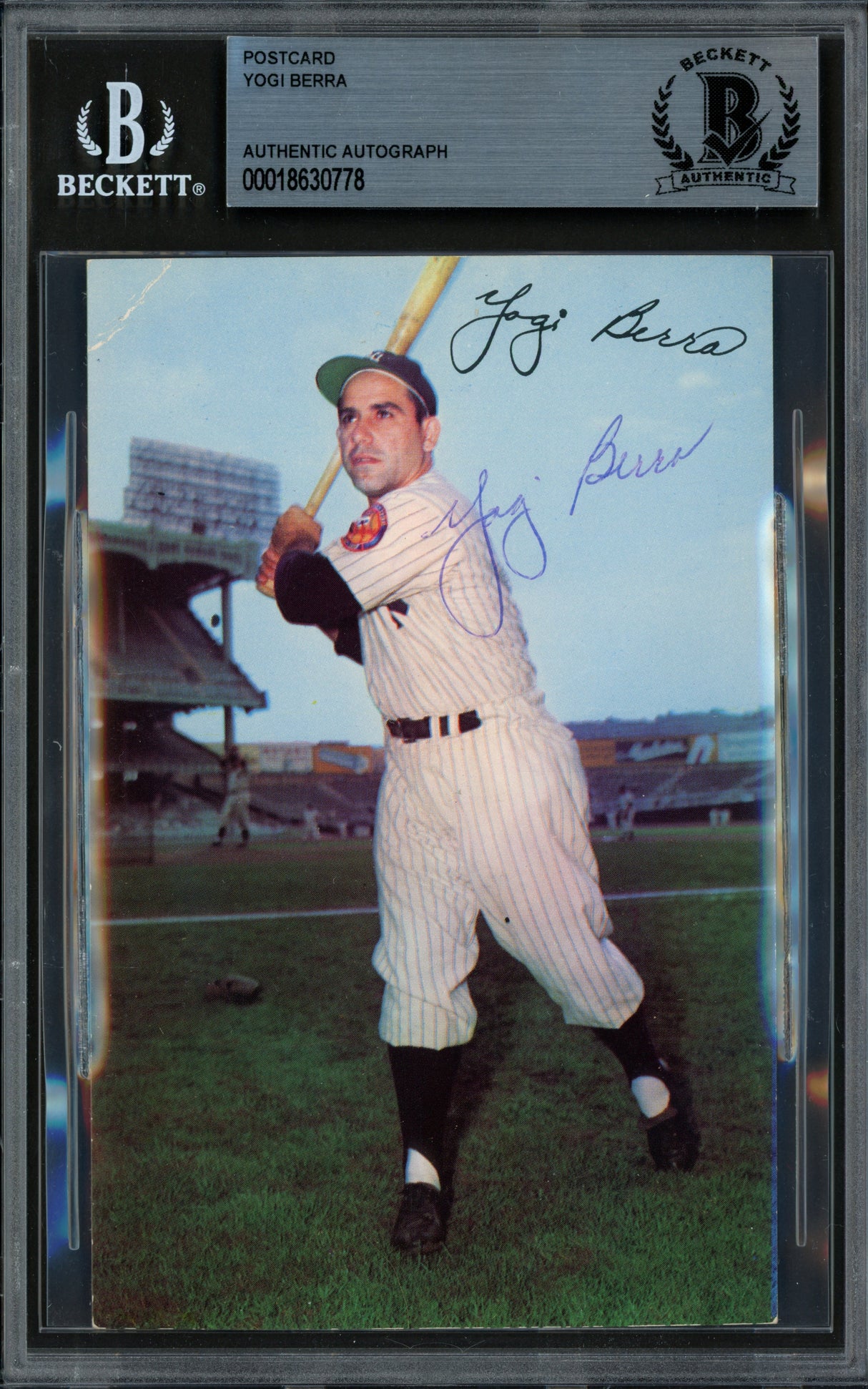 Yogi Berra Autographed 1953-55 Dormand 3.5x5.5 Postcard New York Yankees Beckett BAS #18630778