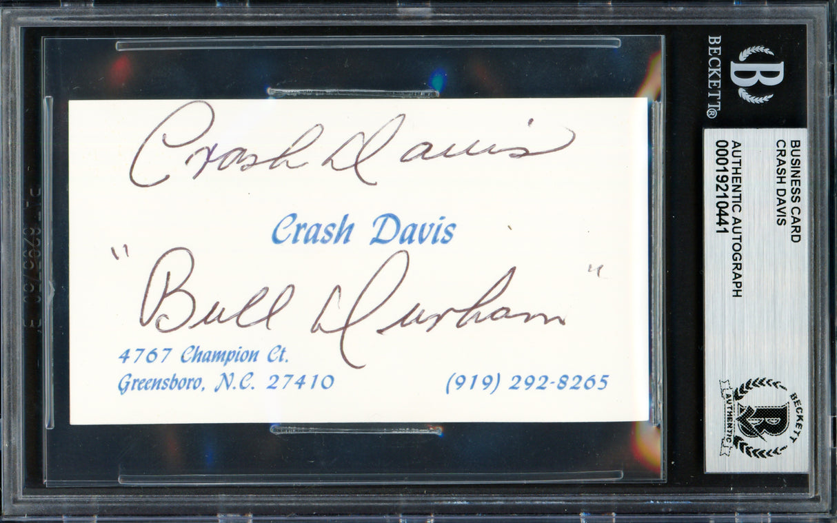 Crash Davis Autographed Business Card Philadelphia A's "Bull Durham" Beckett BAS #19210441