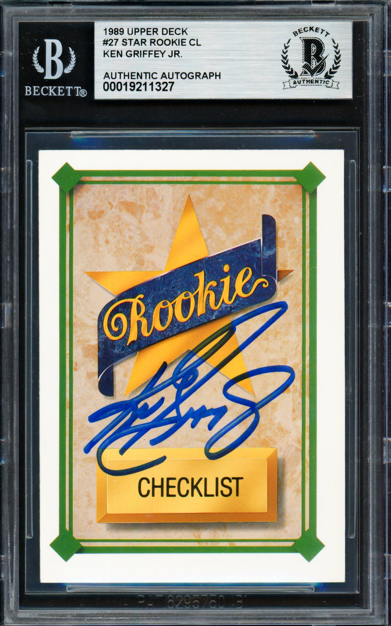 Ken Griffey Jr. Autographed 1989 Upper Deck Rookie Card #27 Seattle Mariners Beckett BAS #19211327