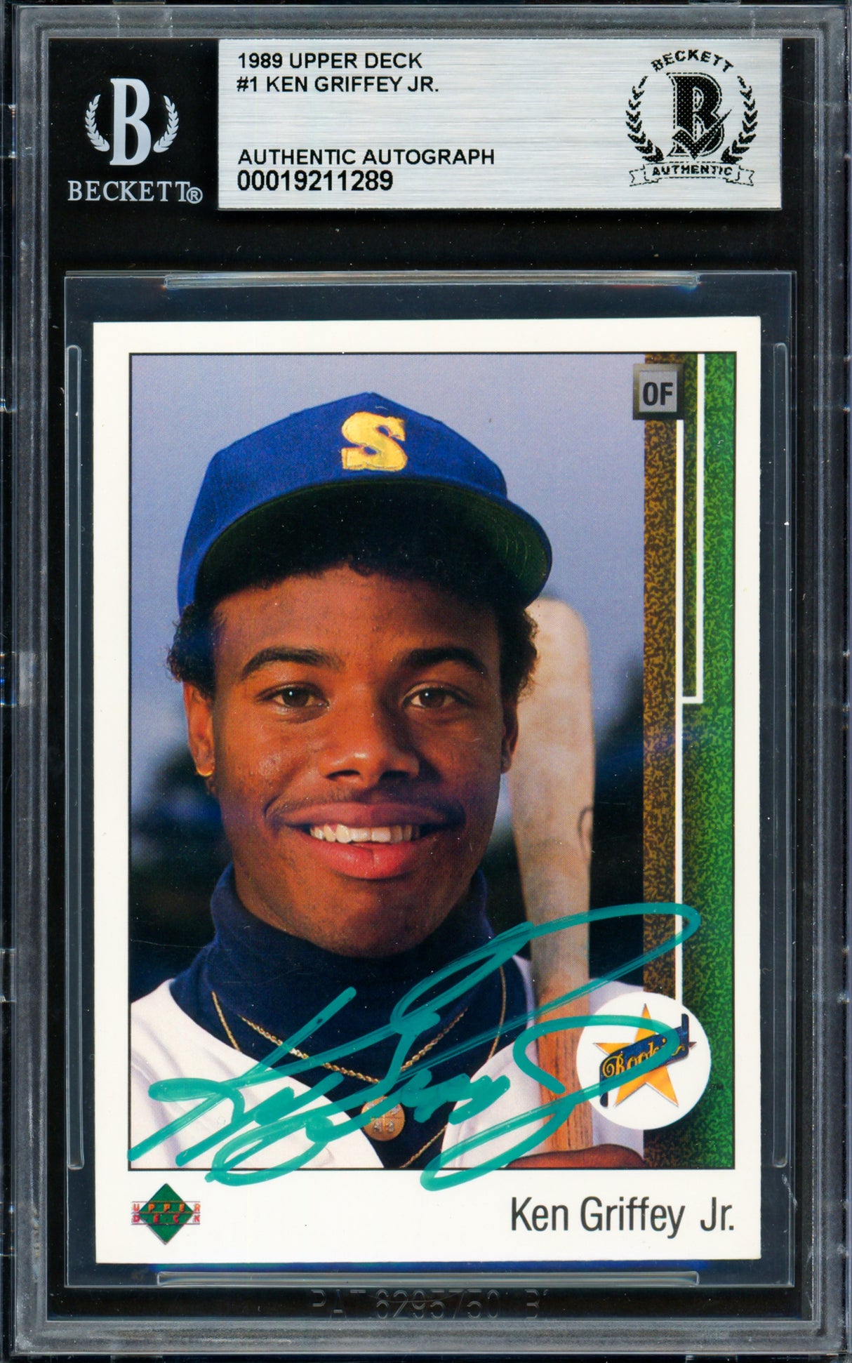 Ken Griffey Jr. Autographed 1989 Upper Deck Rookie Card #1 Seattle Mariners Beckett BAS #19211289