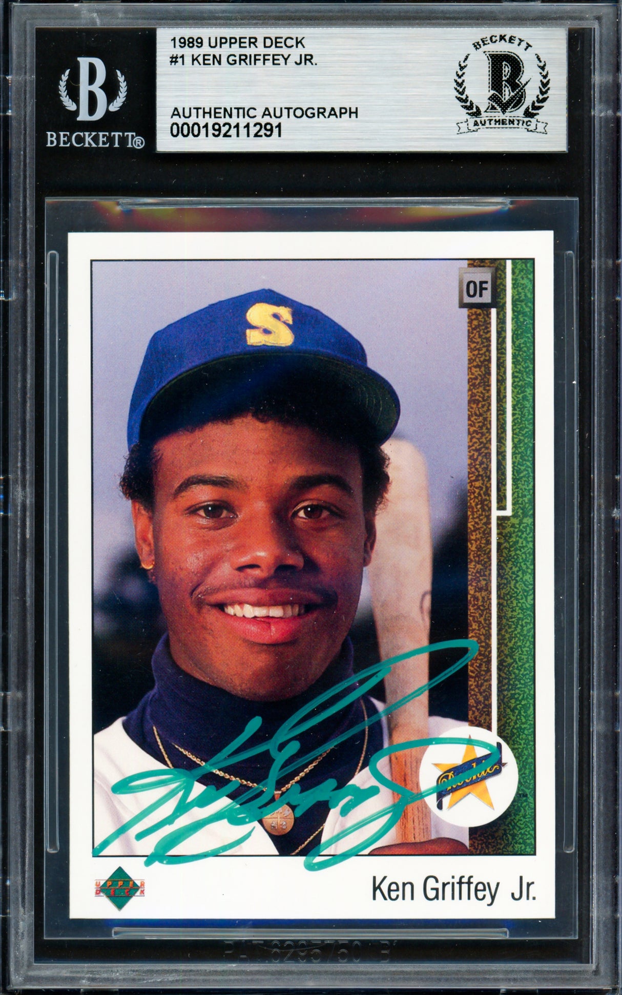Ken Griffey Jr. Autographed 1989 Upper Deck Rookie Card #1 Seattle Mariners Beckett BAS #19211291