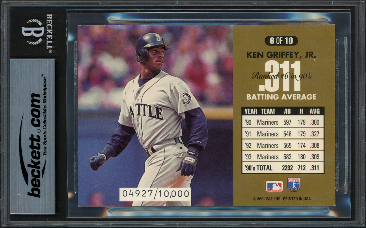 Ken Griffey Jr. Autographed 1994 Donruss Dominators 3.5x5 Card #6 Seattle Mariners Beckett BAS #19214591