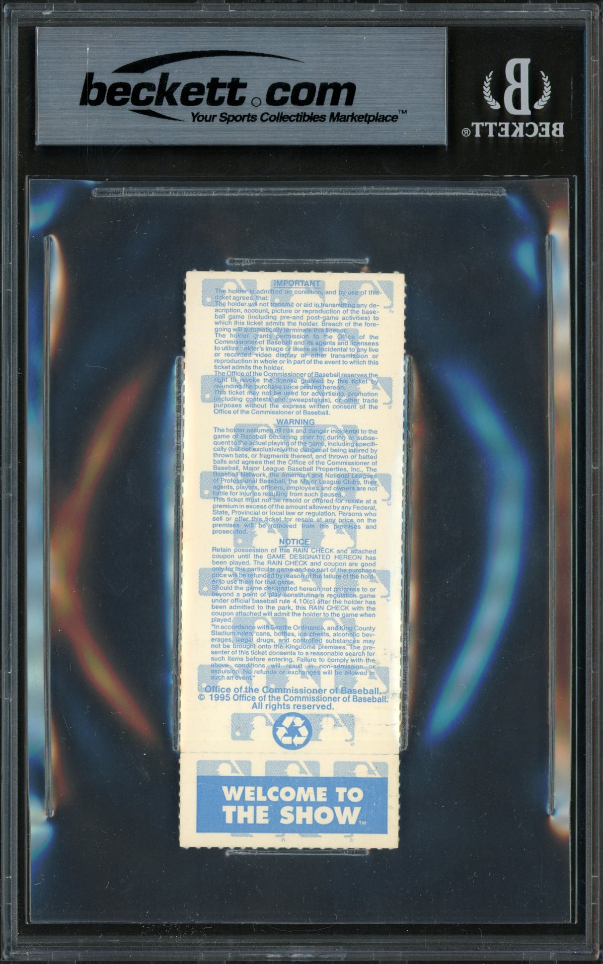 Ken Griffey Jr. Autographed 1995 ALCS Game 1 Ticket Seattle Mariners Beckett BAS #19215609