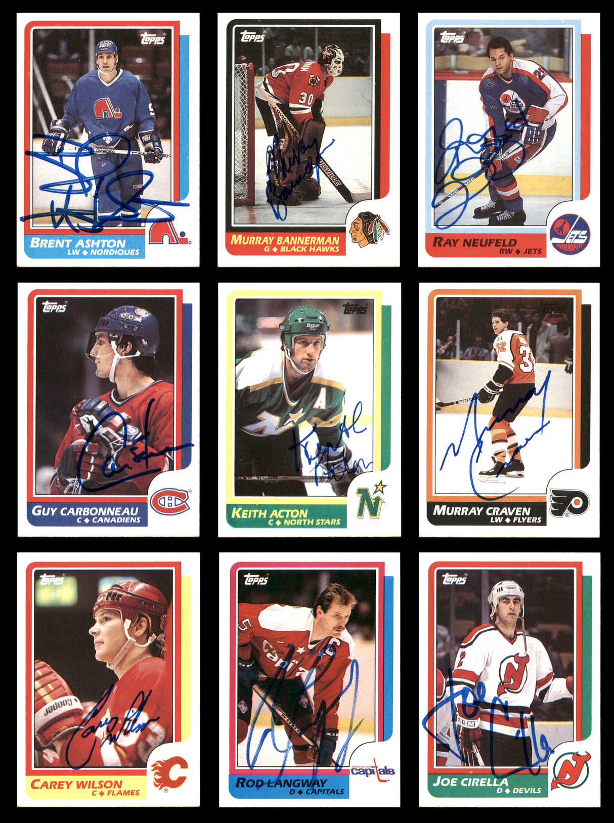 1986-87 Topps Hockey Autographed Cards (94 Count Lot - All Different) SKU #257872