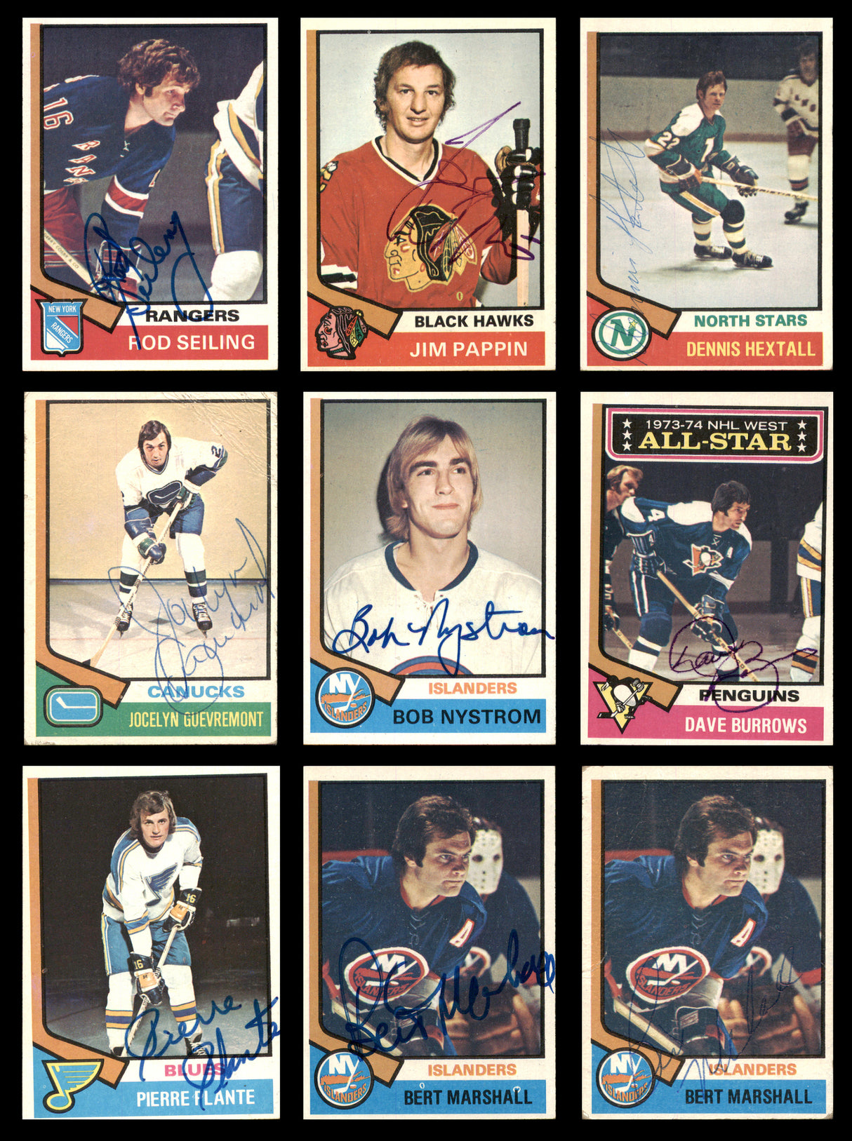 1974-75 Topps Hockey Autographed Cards (38 Count Lot) SKU #257883