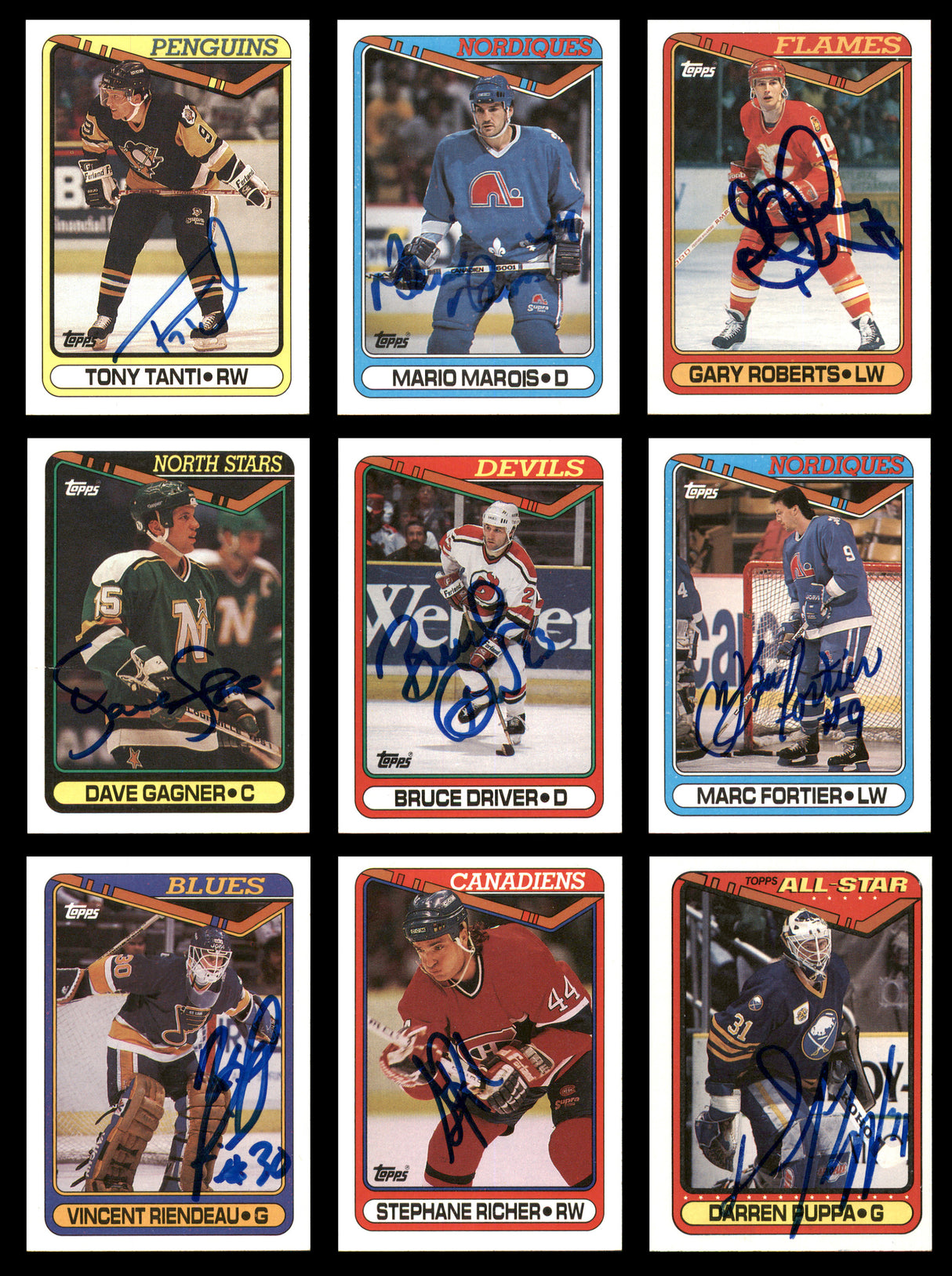 1990-91 Topps Hockey Autographed Cards (66 Count Lot - All Different) SKU #257893