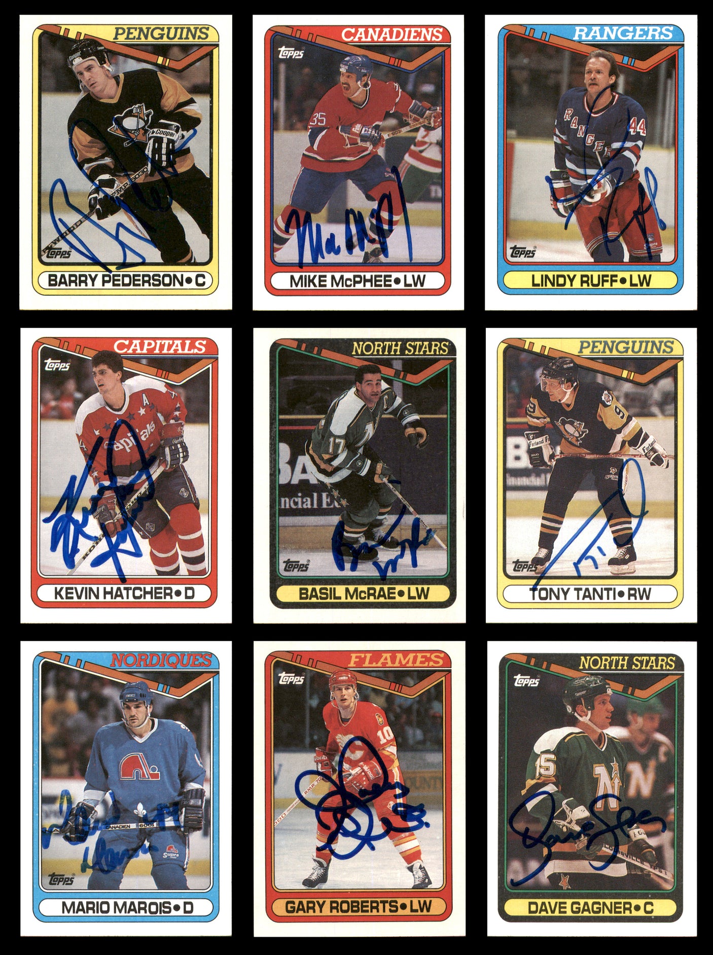 1990-91 Topps Hockey Autographed Cards (84 Count Lot - All Different) SKU #257894