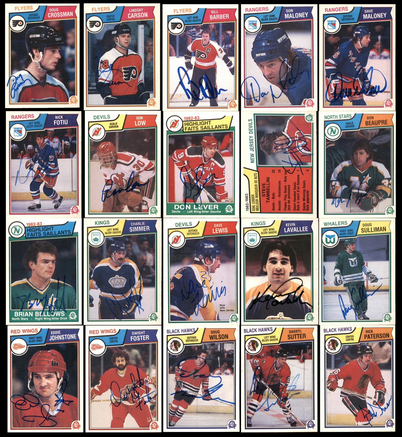 1983-84 O-Pee-Chee Hockey Autographed Cards (119 Count Lot - All Different) SKU #257899