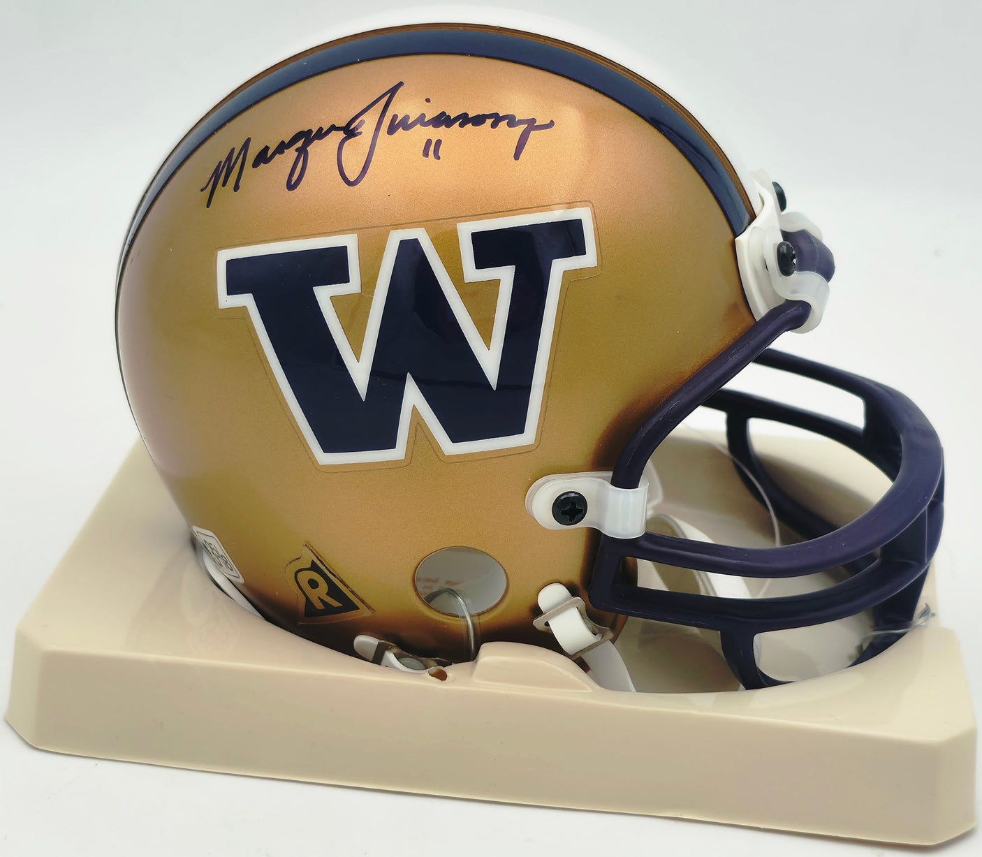 Marques Tuiasosopo Autographed Washington Huskies Gold Mini Helmet MCS Holo #63689
