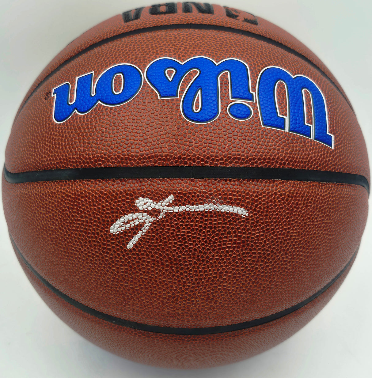 Allen Iverson Autographed Composite Leather Basketball Philadelphia 76ers Logo Beckett BAS Witness #3W343128