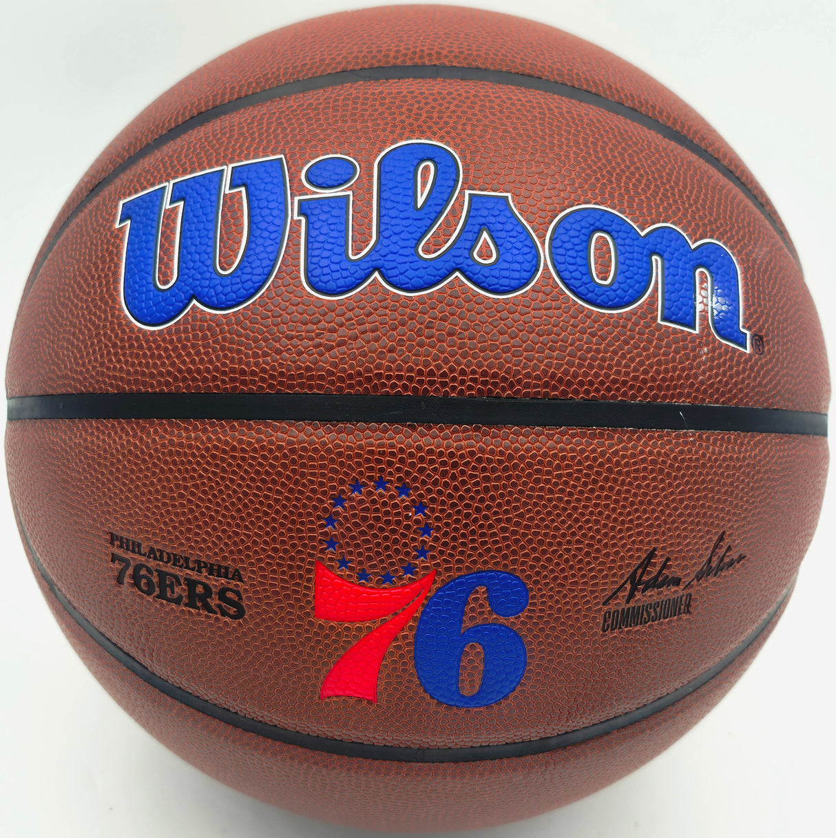 Allen Iverson Autographed Composite Leather Basketball Philadelphia 76ers Logo (Smudged) Beckett BAS Witness #3W343166