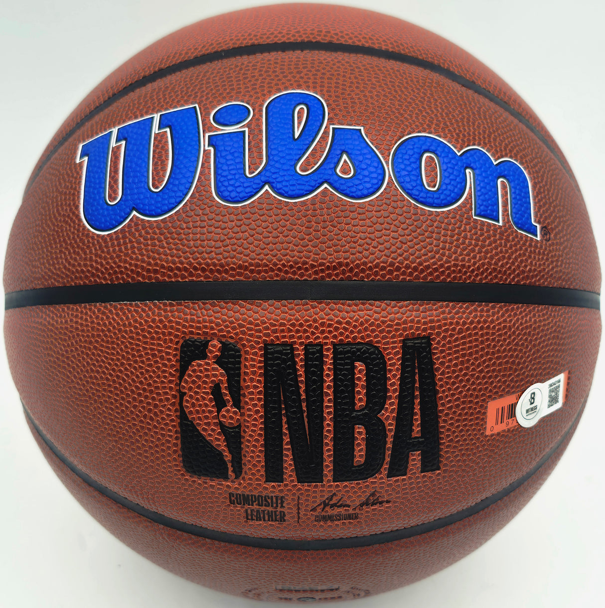 Allen Iverson Autographed Composite Leather Basketball Philadelphia 76ers Logo (Smudged) Beckett BAS Witness #3W343166