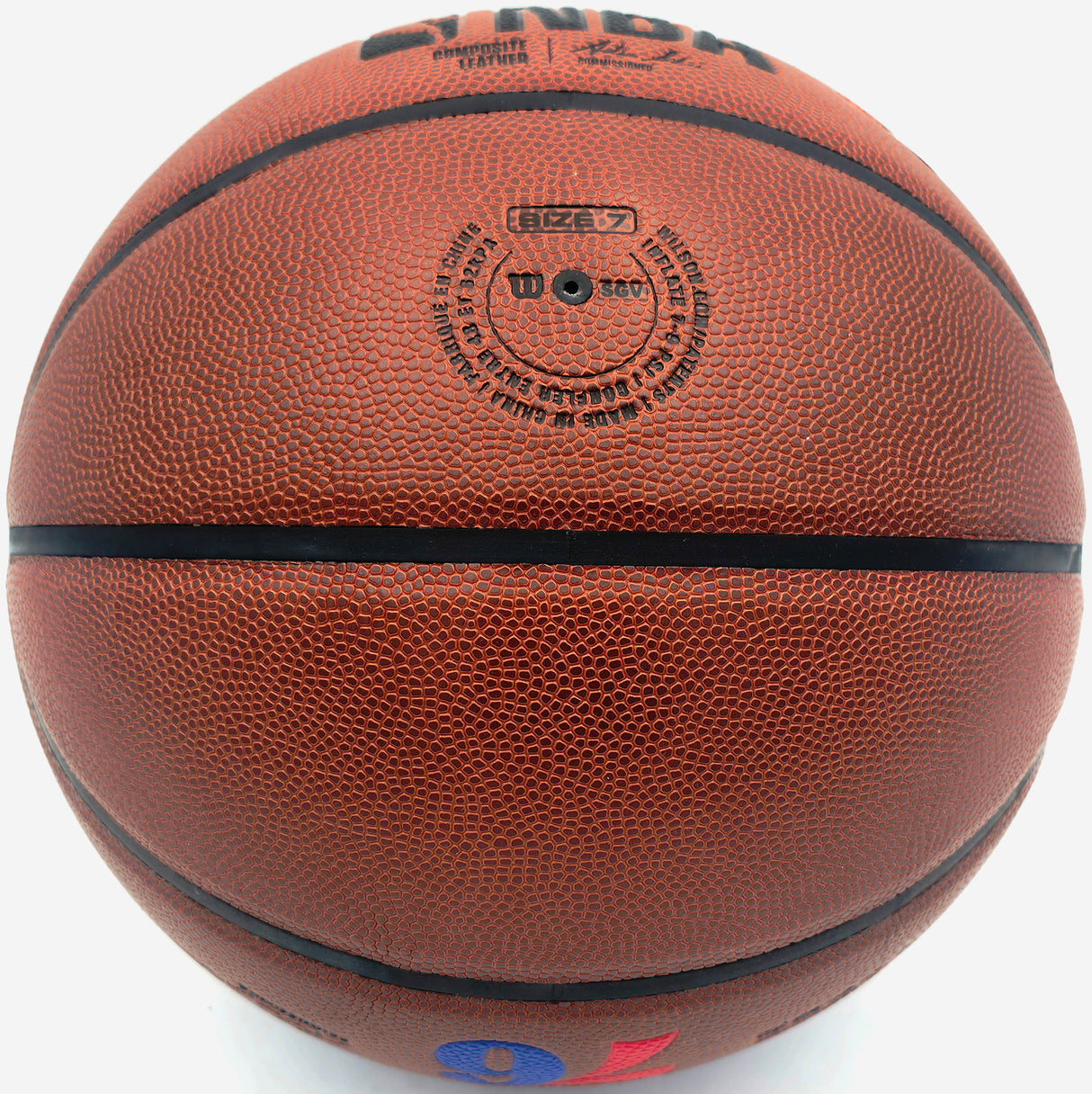 Allen Iverson Autographed Composite Leather Basketball Philadelphia 76ers Logo (Smudged) Beckett BAS Witness #3W343166