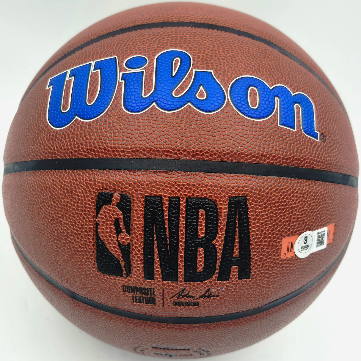 Allen Iverson Autographed Composite Leather Basketball Philadelphia 76ers Logo (Smudged) Beckett BAS Witness #3W343149