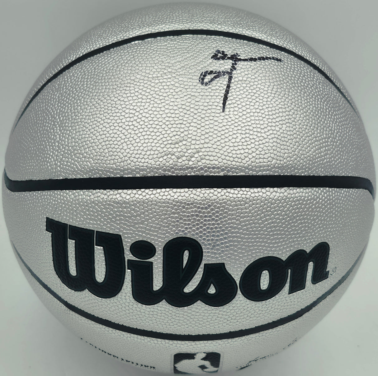 Allen Iverson Autographed Platinum Edition Composite Leather Basketball Philadelphia 76ers Beckett BAS Witness #3W343066
