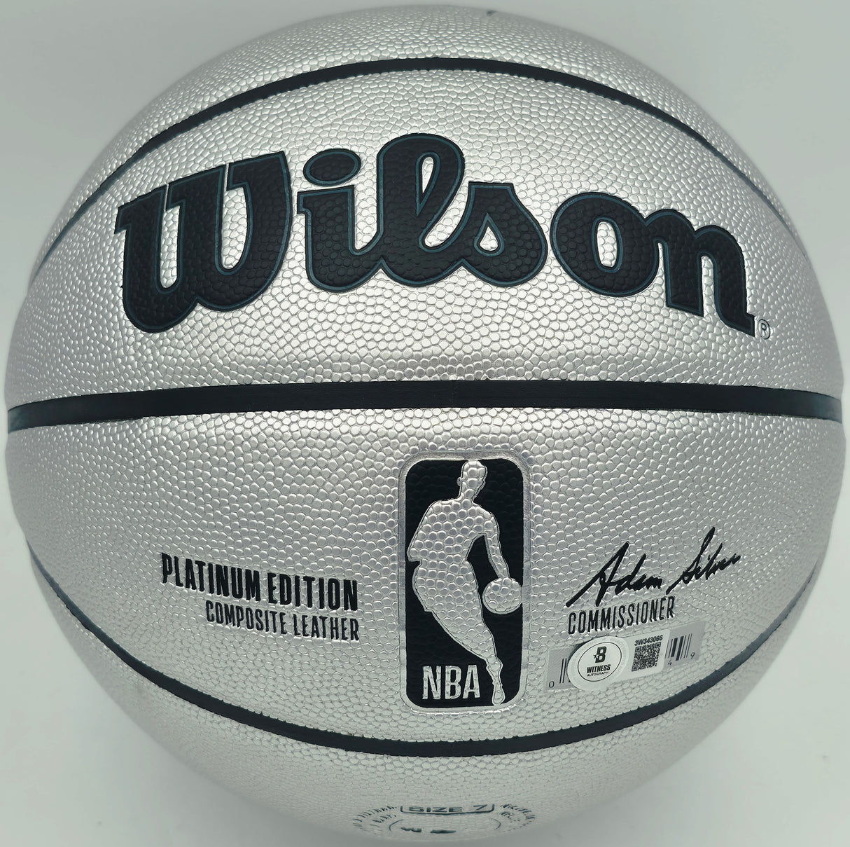 Allen Iverson Autographed Platinum Edition Composite Leather Basketball Philadelphia 76ers Beckett BAS Witness #3W343066