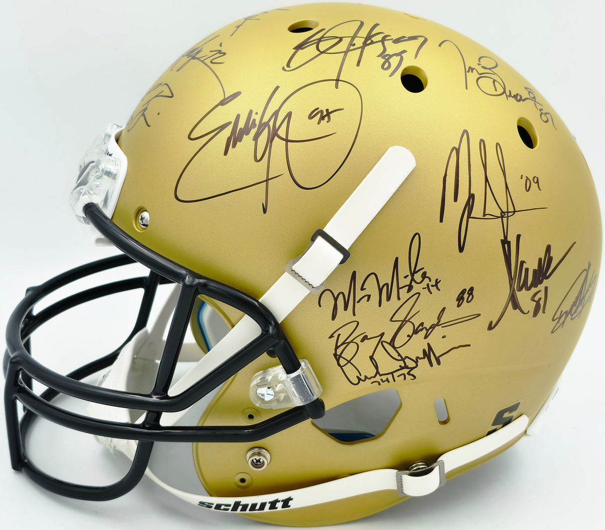 College Football's Best Heisman Winners Autographed Gold Full Size Schutt Replica Helmet With 24 Signatures Including Barry Sanders & Bo Jackson Steiner Holo #SS149092