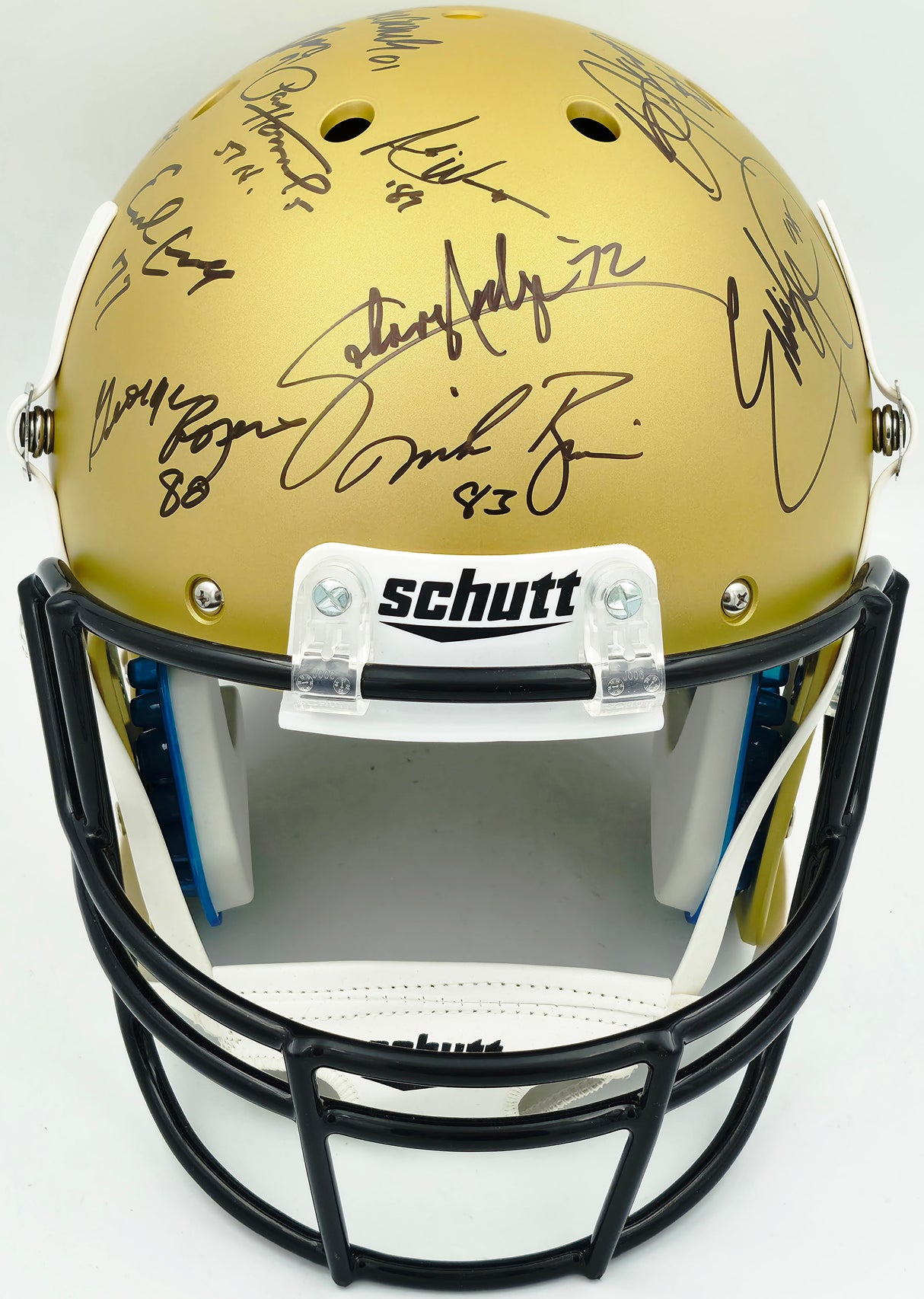College Football's Best Heisman Winners Autographed Gold Full Size Schutt Replica Helmet With 24 Signatures Including Barry Sanders & Bo Jackson Steiner Holo #SS149092