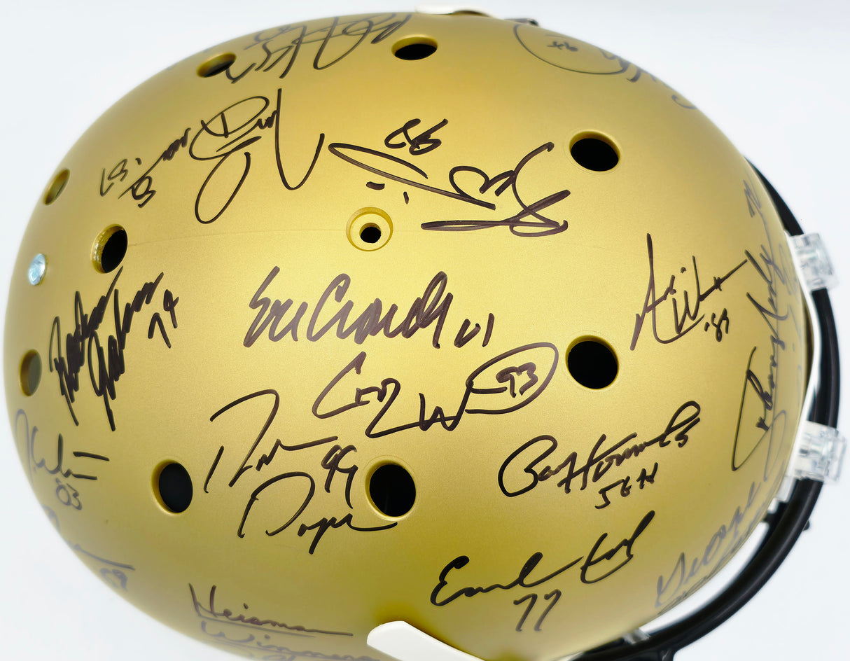 College Football's Best Heisman Winners Autographed Gold Full Size Schutt Replica Helmet With 24 Signatures Including Barry Sanders & Bo Jackson Steiner Holo #SS149084
