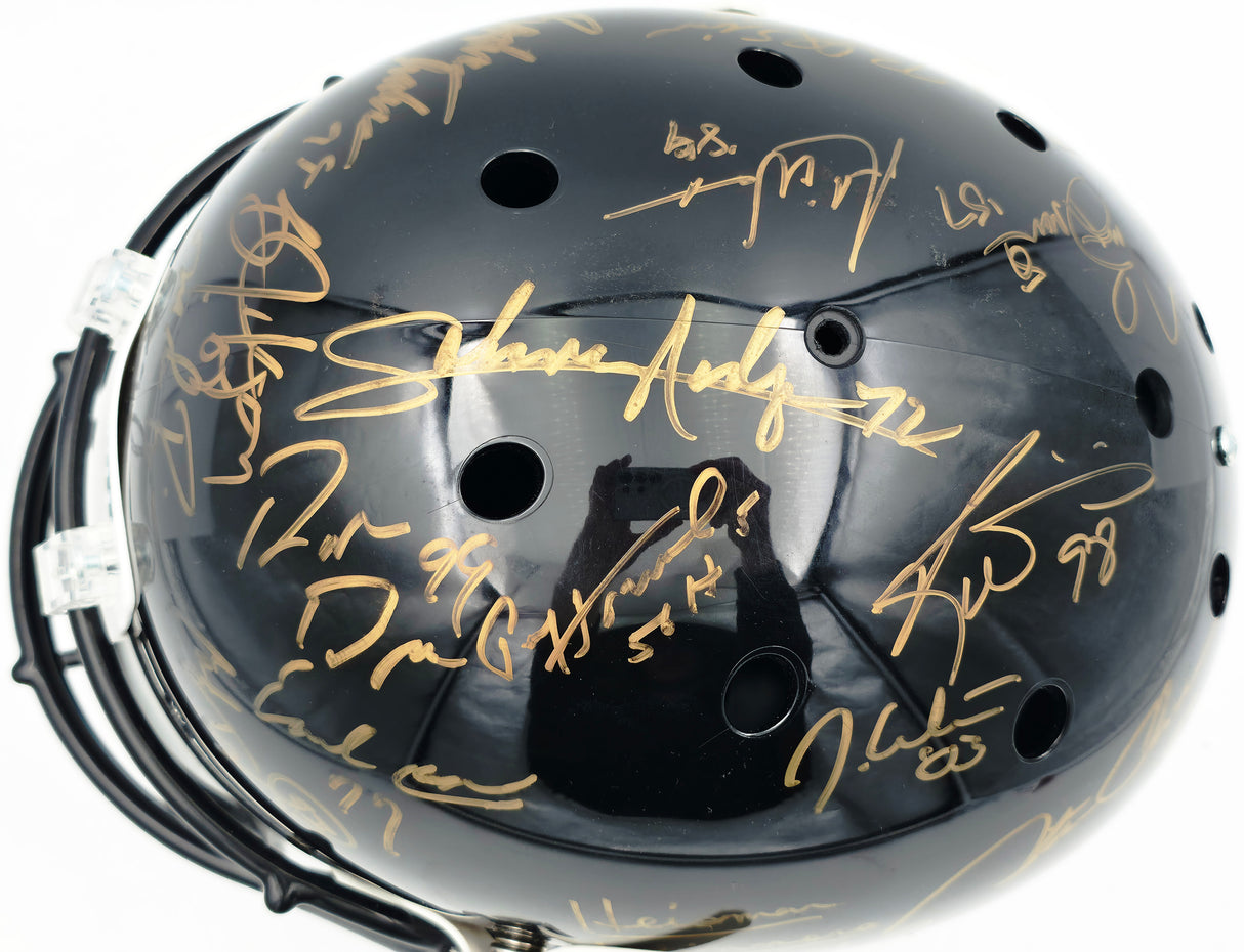 College Football's Best Heisman Winners Autographed Black Full Size Schutt Replica Helmet With 23 Signatures Including Barry Sanders & Bo Jackson Steiner Holo #SS149844