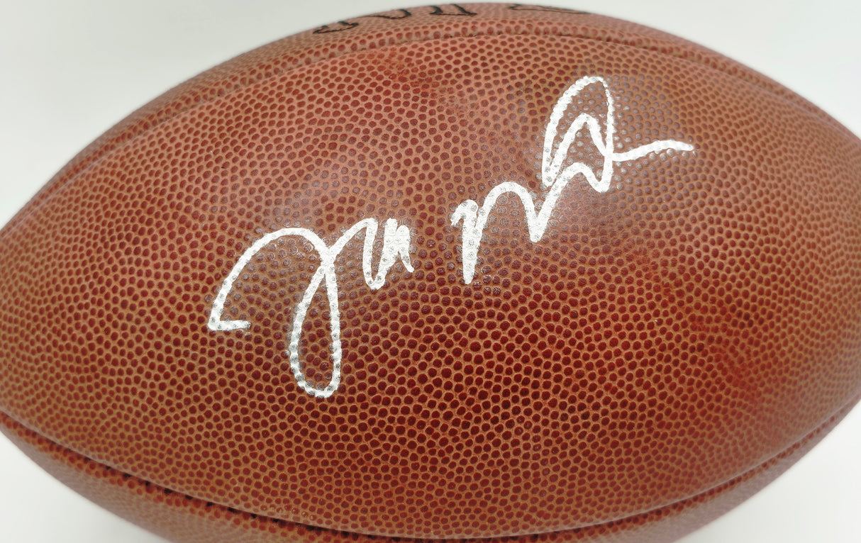 Joe Montana Autographed Official NFL Leather Football San Francisco 49ers (Smudged) Beckett BAS QR #BS30303