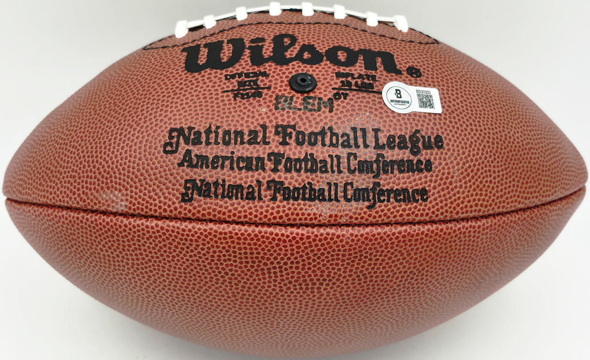 Joe Montana Autographed Official NFL Leather Football San Francisco 49ers (Smudged) Beckett BAS QR #BS30303