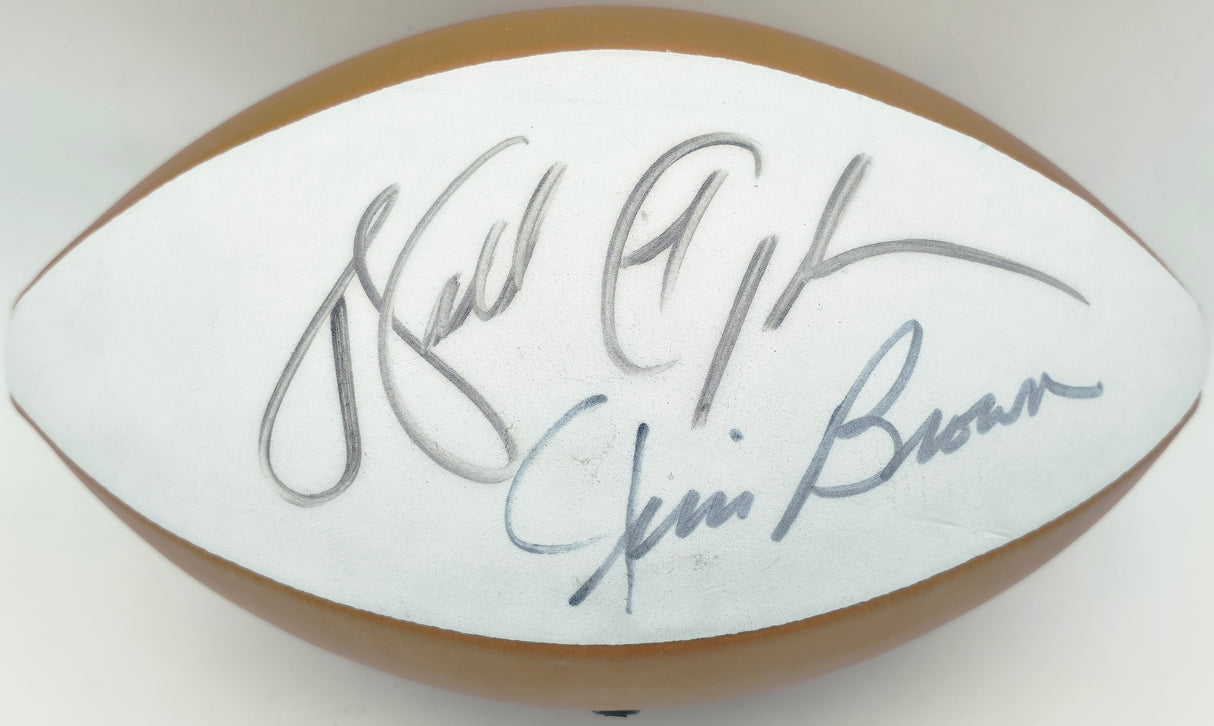 Walter Payton & Jim Brown Autographed Official Rawlings White Panel Football Chicago Bears JSA #B83126